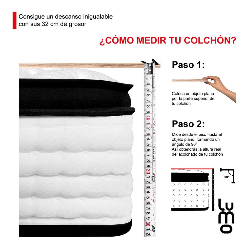 Foto 8 pulgar | Colchon King Size Deluxe 32cm Eurotop Memory Foam Hibrido