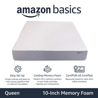 Foto 2 | Colchón Viscoelástico Amazon Basics Queen Tamaño 80 X 60 X 25 Cm - Venta Internacional.