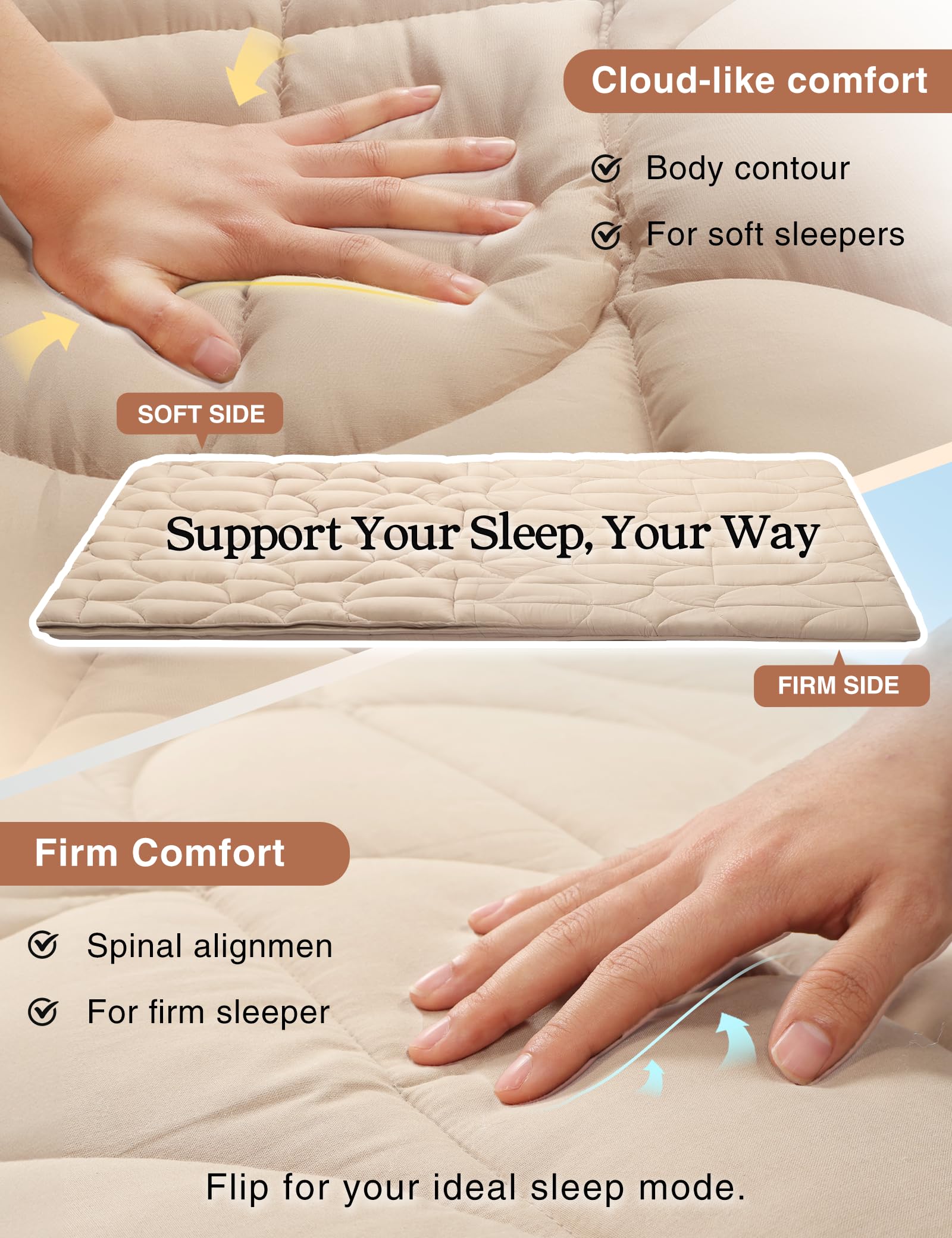 Foto 3 | Colchón Tipo Futón Zonli Japanese Floor Memory Foam Twin Beige - Venta Internacional.
