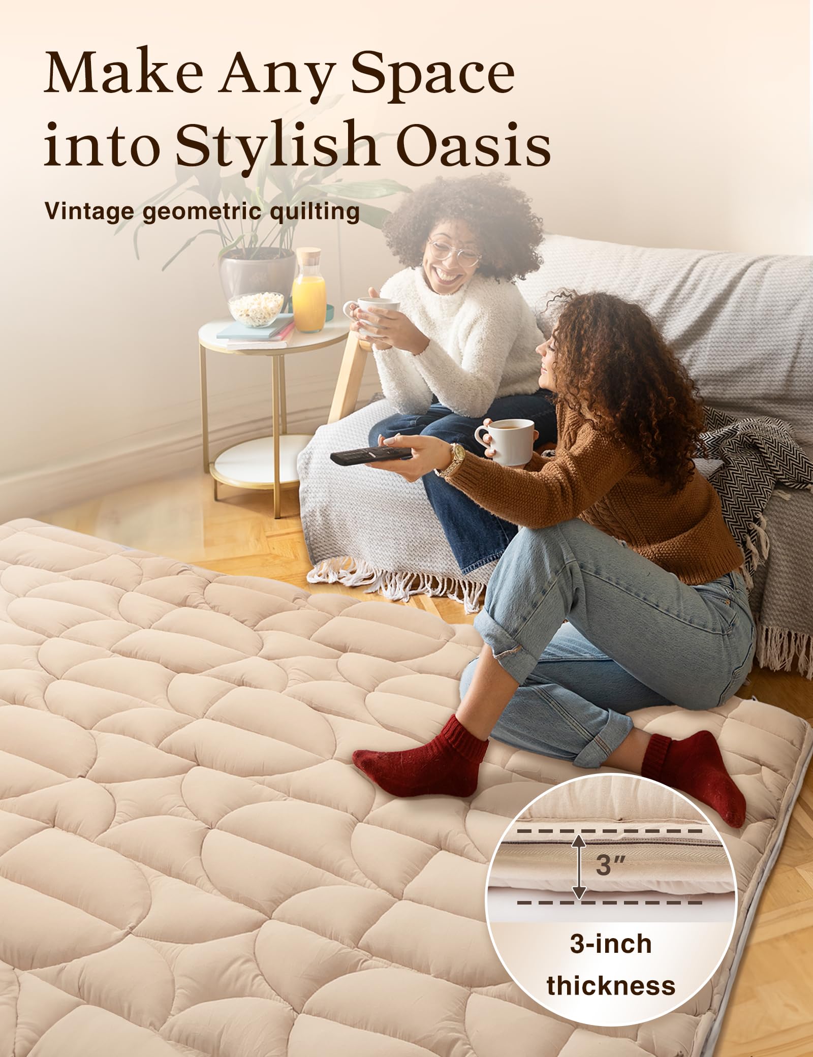 Foto 6 pulgar | Colchón Tipo Futón Zonli Japanese Floor Memory Foam Twin Beige - Venta Internacional.