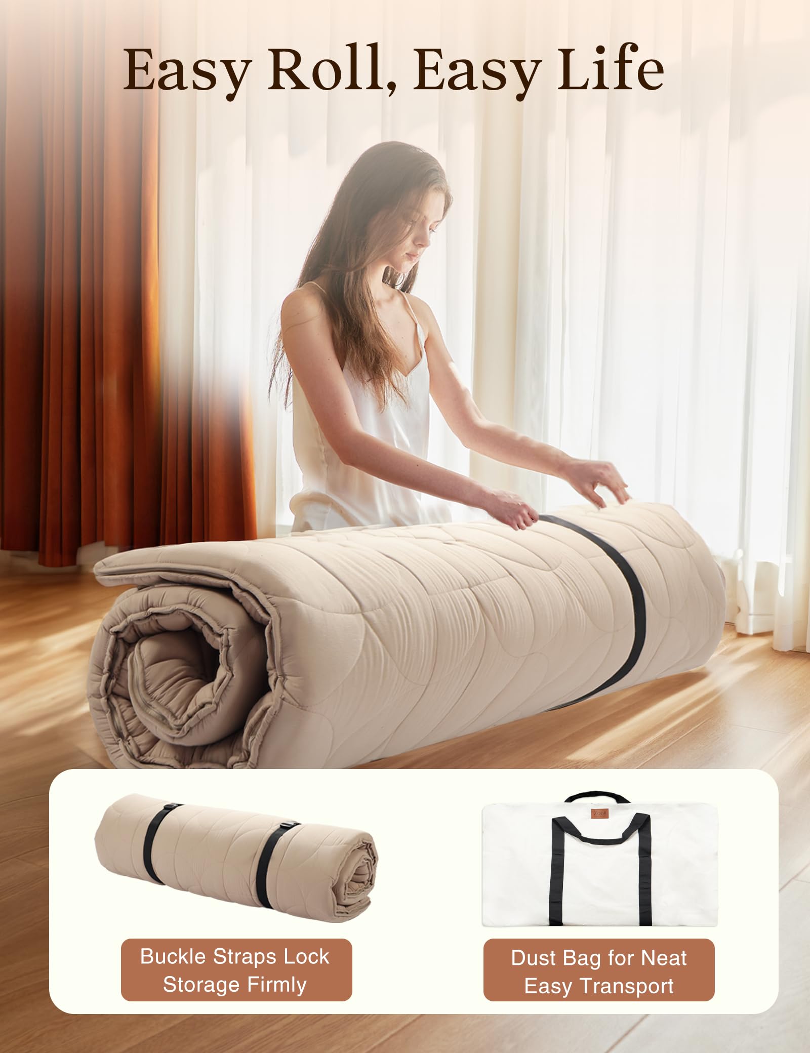 Foto 8 pulgar | Colchón Tipo Futón Zonli Japanese Floor Memory Foam Twin Beige - Venta Internacional.