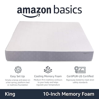 Foto 2 | Colchón Amazon Basics De Espuma Viscoelástica De Gel Tamaño King, 80 X 76 X 25 Cm - Venta Internacional.