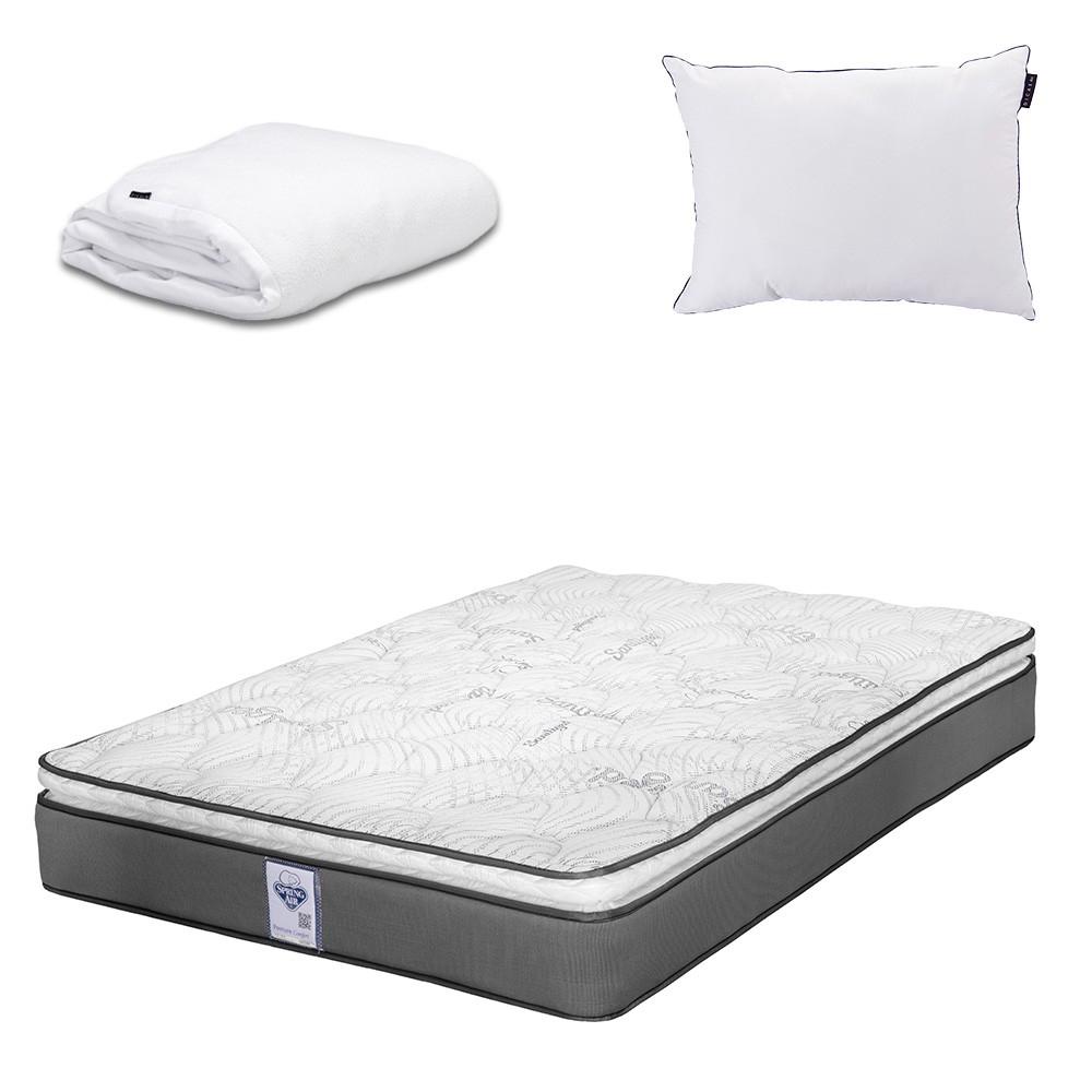 Colchón Spring Air Prestige Matrimonial + Almohada One + Protector De Colchón Cloud