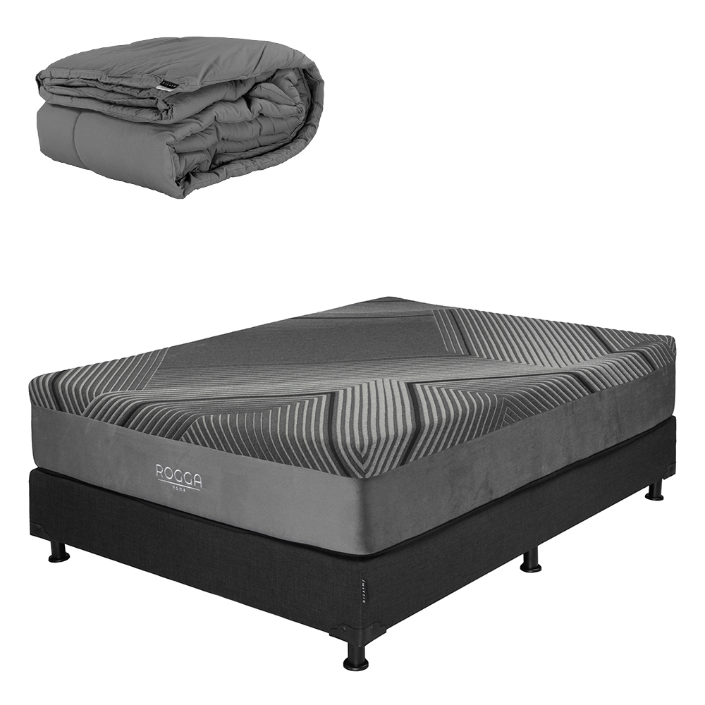 Foto 1 | Rogga Box Colchon+box+edredon Homy Belucci Black Negro Matrimonial