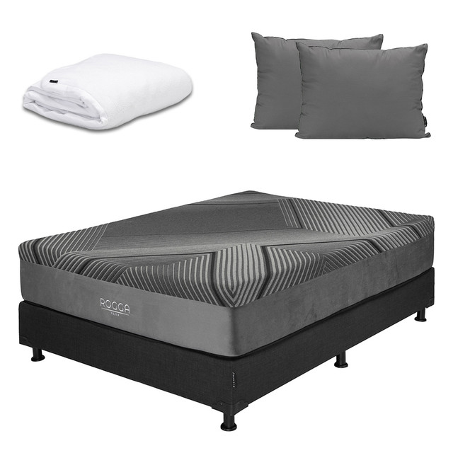 Foto 2 pulgar | Rogga Box Colchon+box+almohada 2pack+protector Cloud Belucci Black Negro Matrimonial