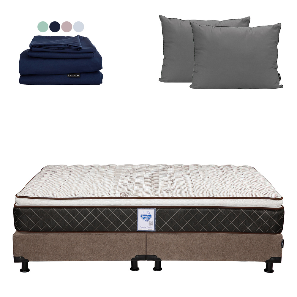 Foto 2 pulgar | Minesota Box Colchon+box+almohada 2pack+sabanas Softy Duke Mocca Cafe King Size