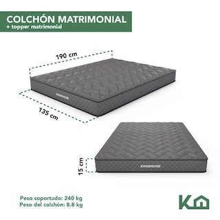 Foto 5 | Colchón + Cubrecolchón Matrimonial de Espuma Memory KingsHouse