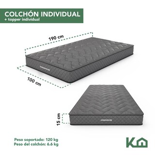 Foto 5 | Colchón + Cubrecolchón Individual de Espuma Memory KingsHouse