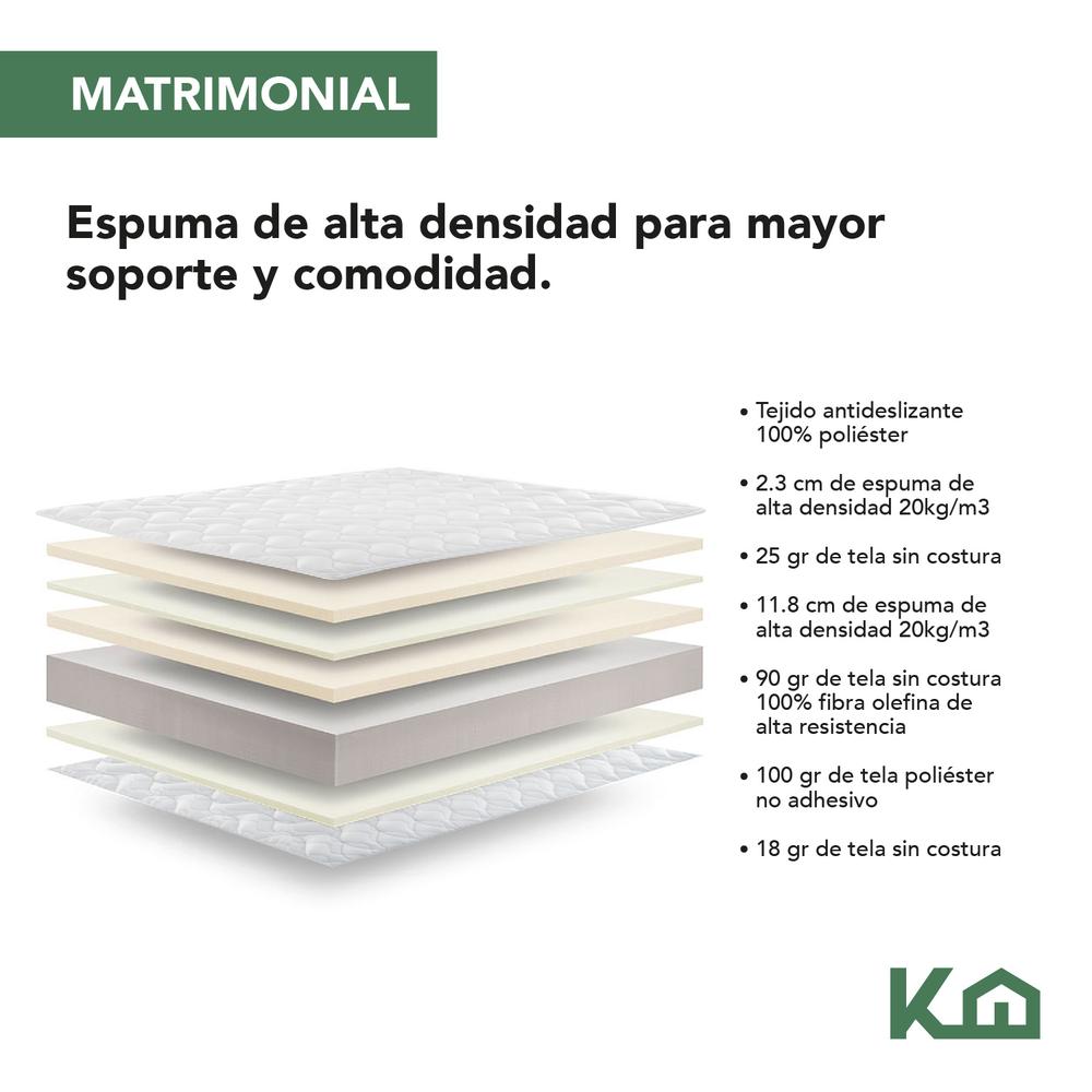 Foto 2 | Colchón + Cubrecolchón Matrimonial de Espuma Memory KingsHouse