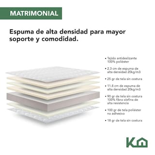 Foto 2 | Colchón + Cubrecolchón Matrimonial de Espuma Memory KingsHouse