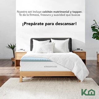 Foto 3 | Colchón + Cubrecolchón Matrimonial de Espuma Memory KingsHouse