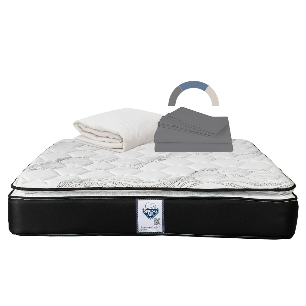 Colchón Spring Air Premier Color Blanco Queen Size + Protector Ultra + Sábanas Basic
