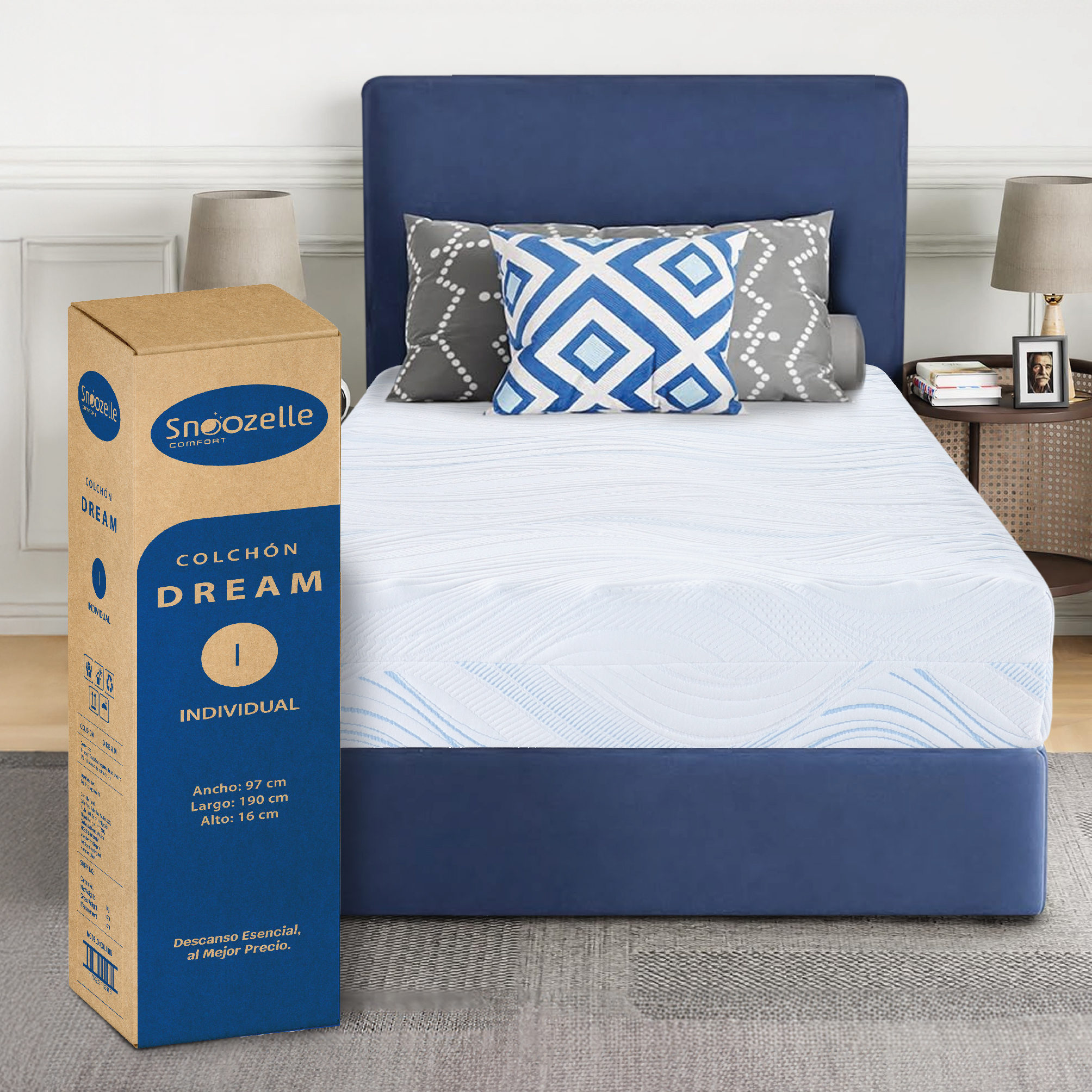 Foto 1 | Magmalife Snoozelle Comfort Colchón Individual Firme, Espuma Alta Densidad, Memory Foam, Frescura Al Dormir, En Caja