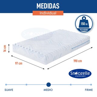 Foto 2 | Magmalife Snoozelle Comfort Colchón Individual Firme, Espuma Alta Densidad, Memory Foam, Frescura Al Dormir, En Caja