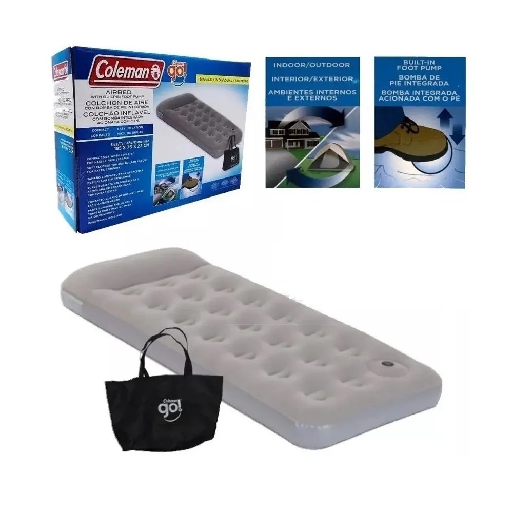 Foto 4 pulgar | Colchón Inflable Coleman Go Individual Gris