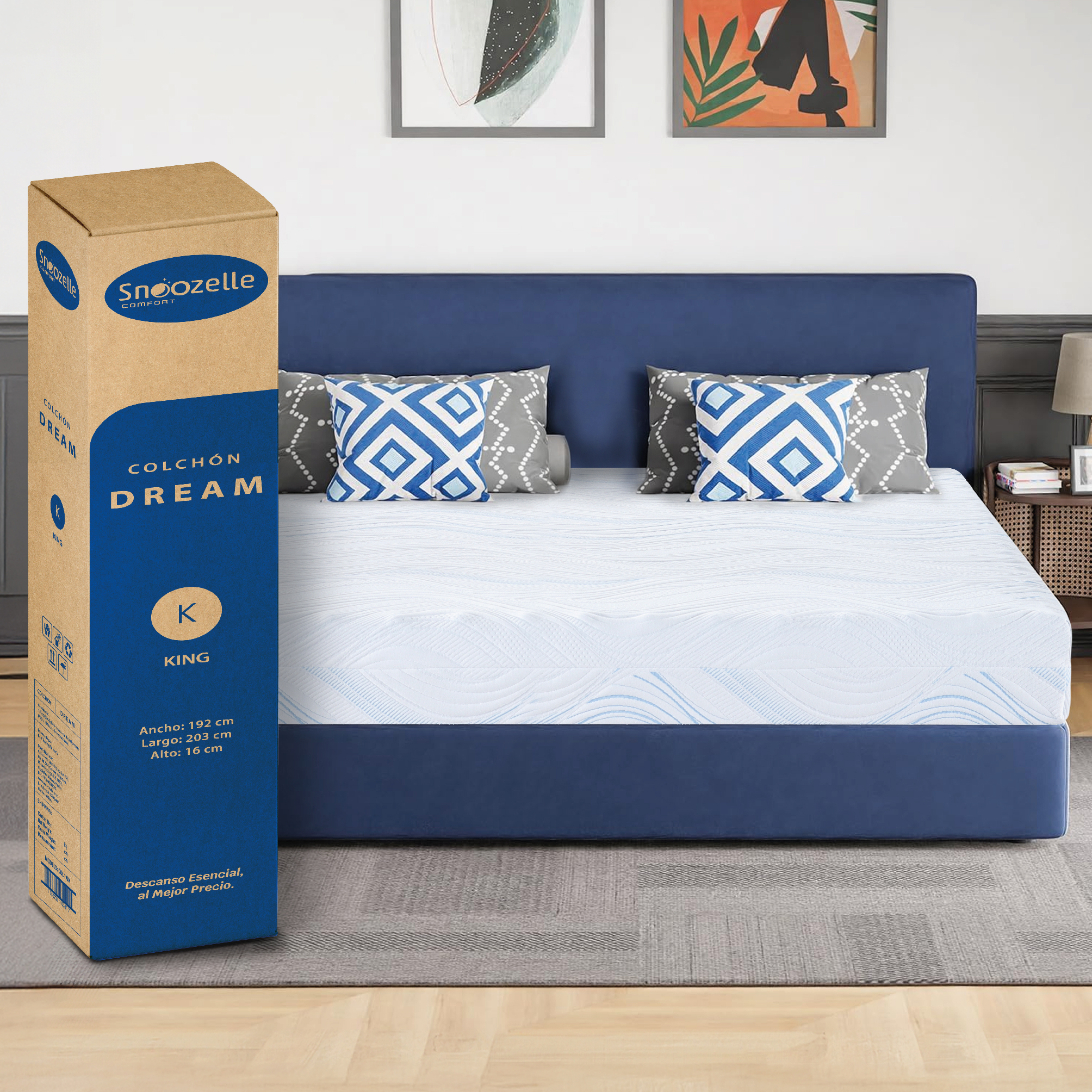 Foto 1 | Snoozelle Comfort Colchón Dual En Caja, Medio Firme De Un Lado Y Medio Suave Del Otro, Espuma Alta Densidad (king Size)