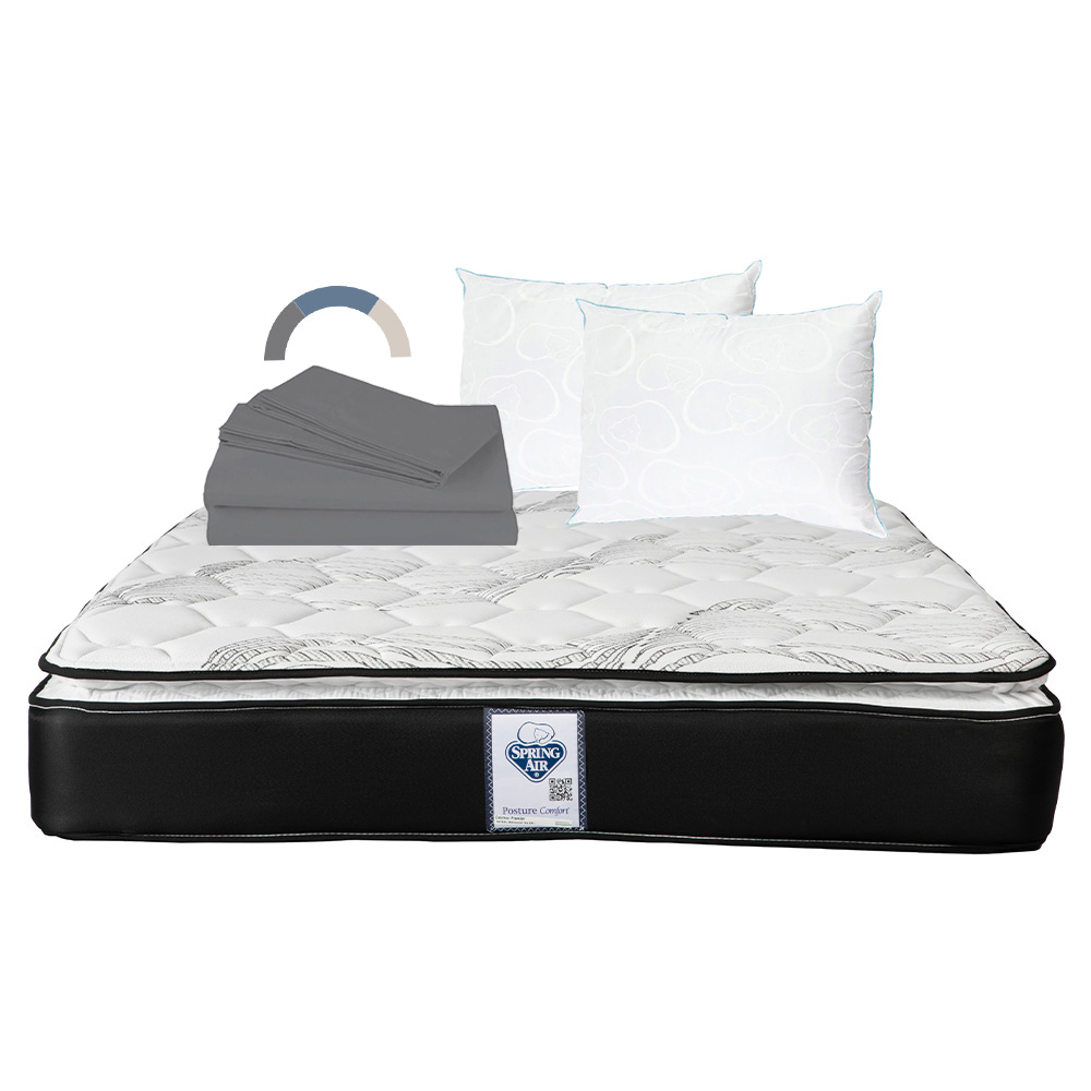 Colchón Spring Air Premier Color Blanco Matrimonial + Almohada Oso 2 + Sábanas Basic