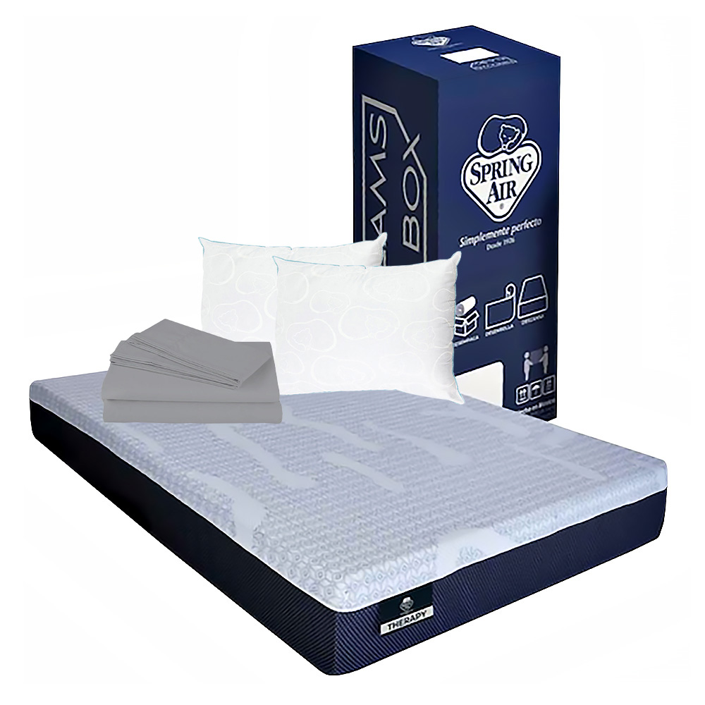 Foto 1 | Colchón Spring Air Premier Color Blanco Matrimonial + Almohada Oso 2 + Sábanas Basic