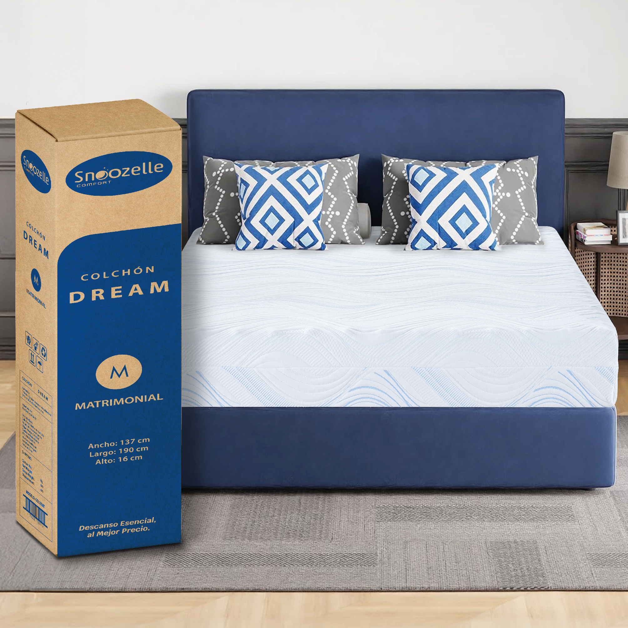 Foto 1 | Snoozelle Comfort Colchón Dual En Caja, Medio Firme De Un Lado Y Medio Suave Del Otro, Espuma Alta Densidad (matrimoni
