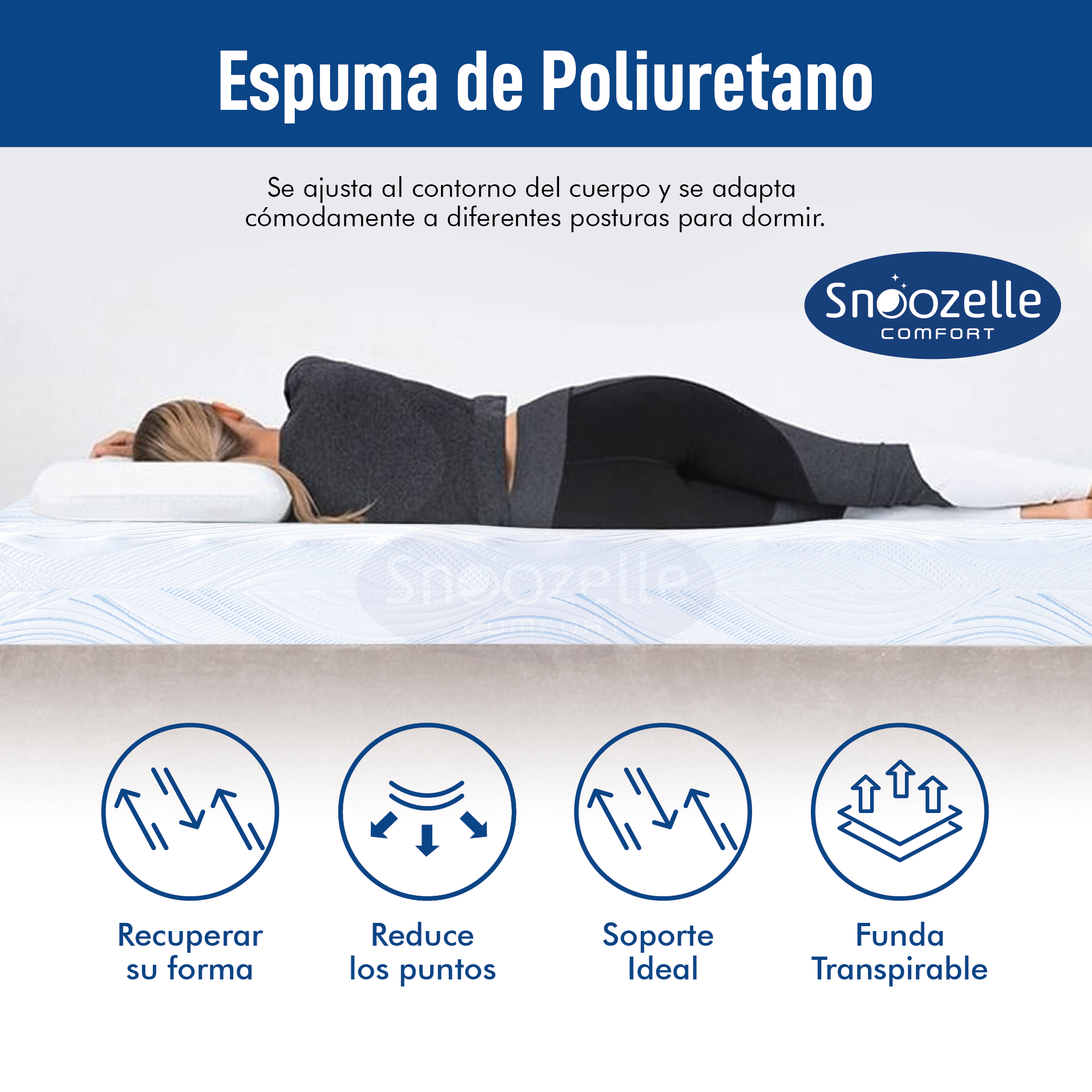 Foto 4 | Snoozelle Comfort Colchón Dual En Caja, Medio Firme De Un Lado Y Medio Suave Del Otro, Espuma Alta Densidad (matrimoni