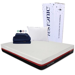Foto 1 | Colchón Restonic Roll Color Blanco Matrimonial + Almohada One + Sábanas Softy