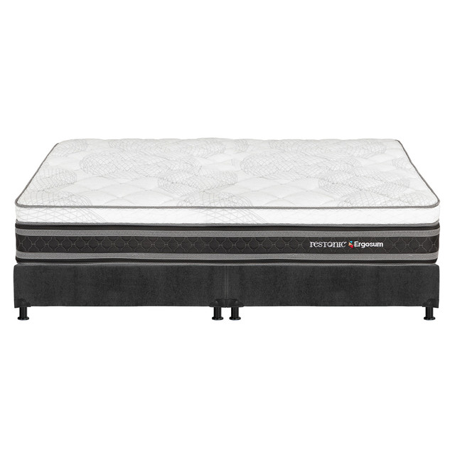 Foto 3 | Colchón Restonic Ergosum + Base Dicasa King Size + Almohada 2pack + Protector Cloud + Sábanas Softy + Edredón Homy