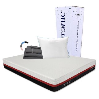 Foto 1 | Colchón Restonic Lather Color Blanco Queen Size + Almohada Royal + Sábanas Royal