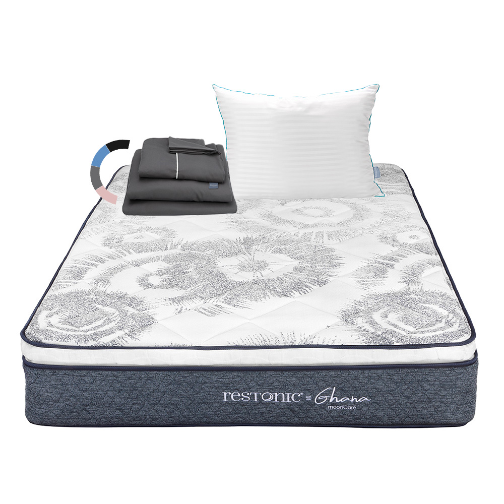 Foto 1 | Colchón Restonic Ghana Color Blanco King Size + Almohada Royal + Sábanas Royal