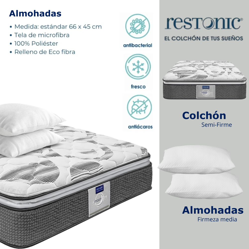 Foto 6 pulgar | Colchón King Size Restonic Más 2 Almohadas Para Un Descanso Total