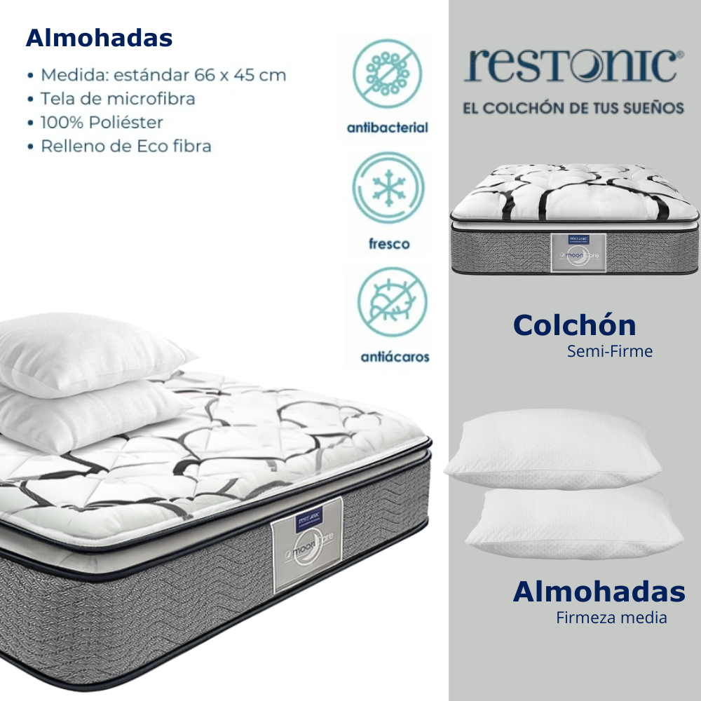 Foto 3 pulgar | Colchón King Size Restonic En Kit De Lujo Con 2 Almohadas