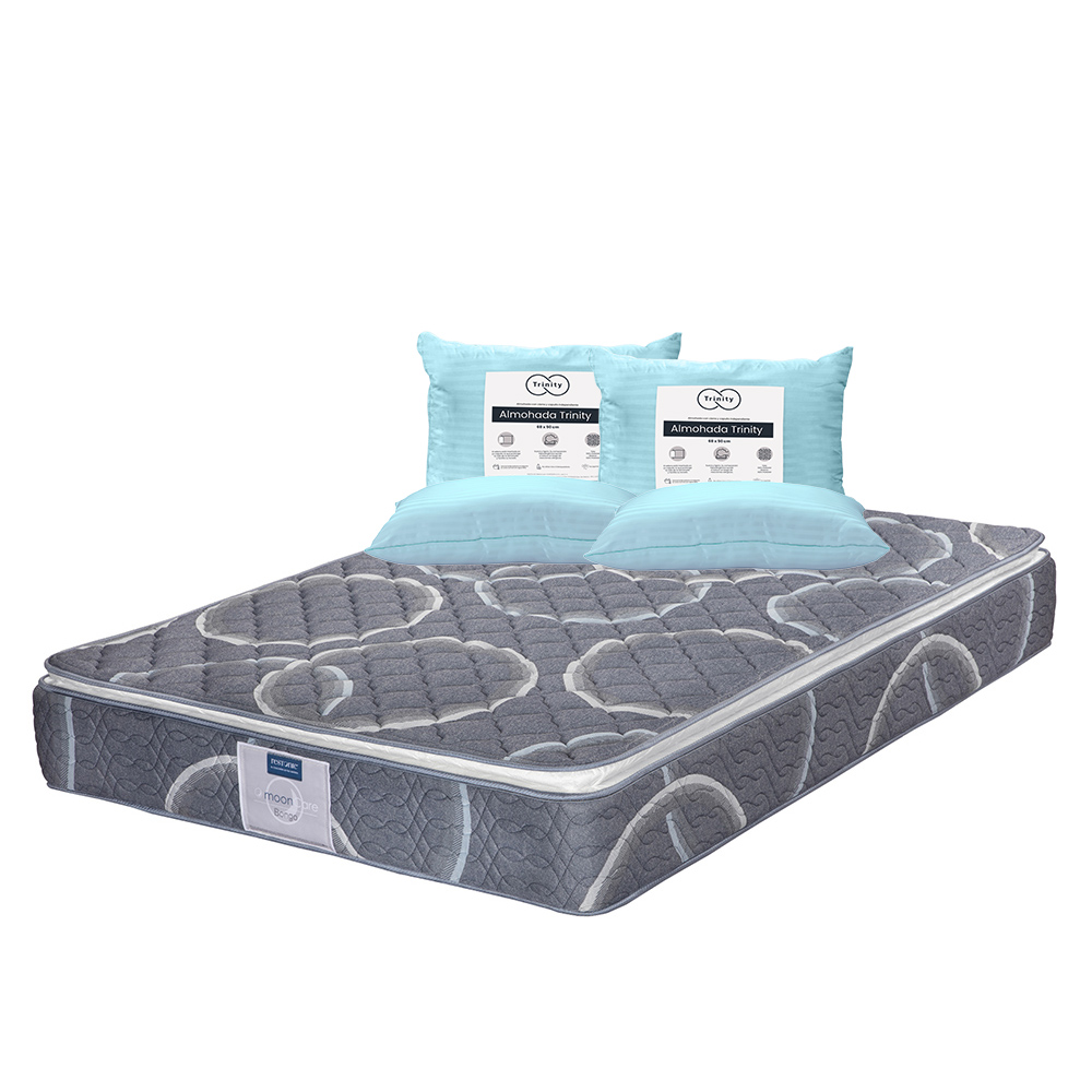 Colchón Restonic Bongo Color Azul King Size + 2 Almohadas Trinity