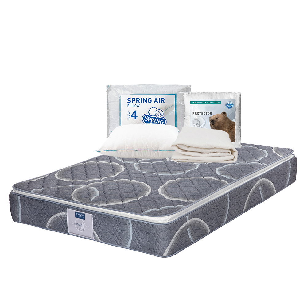 Colchón Restonic Bongo Color Azul King Size + Almohada Osos + Protector Ultra