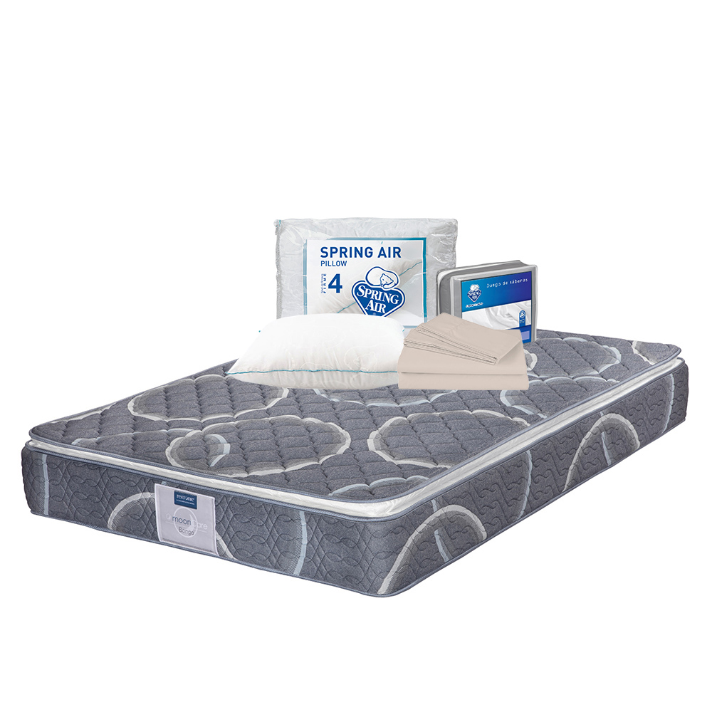 Colchón Restonic Bongo Color Azul King Size + Almohada Osos + Sábanas Basic