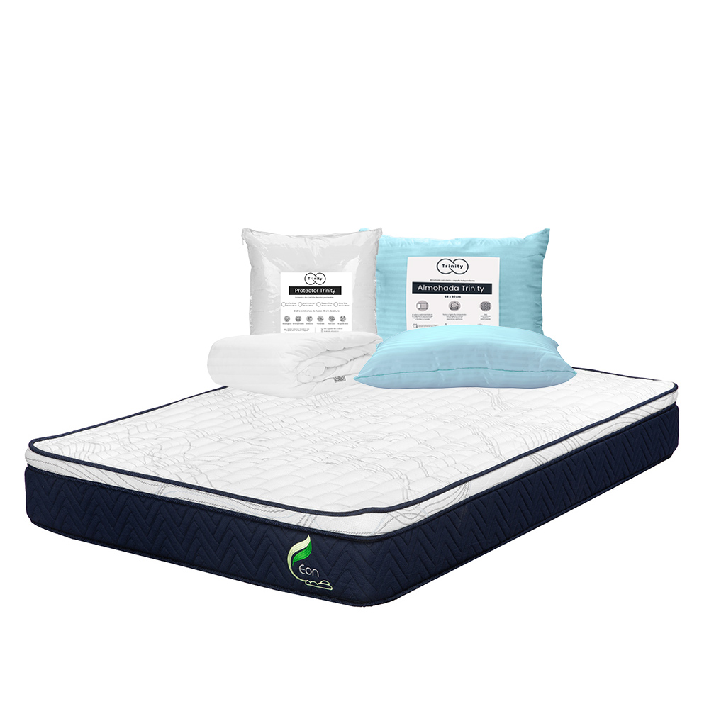 Foto 1 | Colchón Restonic Eon Color Azul Matrimonial + Almohada Trinity + Protector Trinity