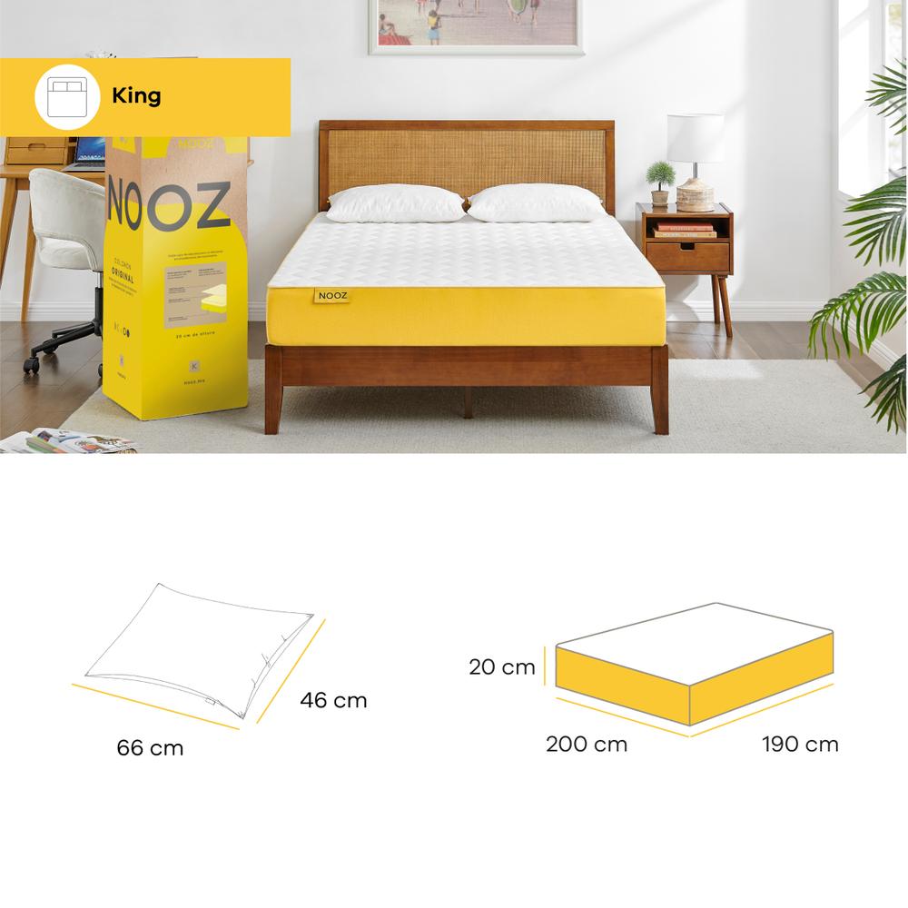 Foto 7 | Colchón King Size Nooz Original En Caja 20 Cm + 2 Almohadas Essential