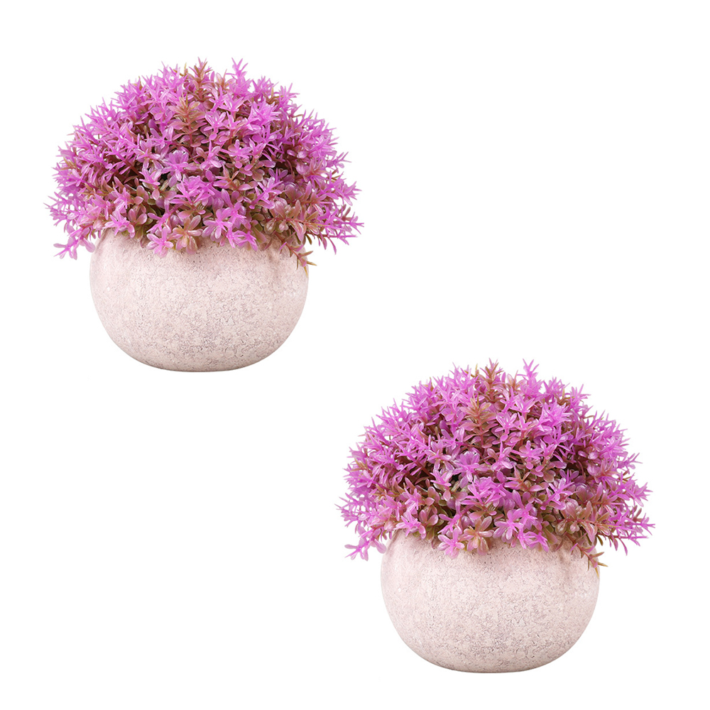 Set Macetas Con Plantas Artificiales Morado 2 Piezas