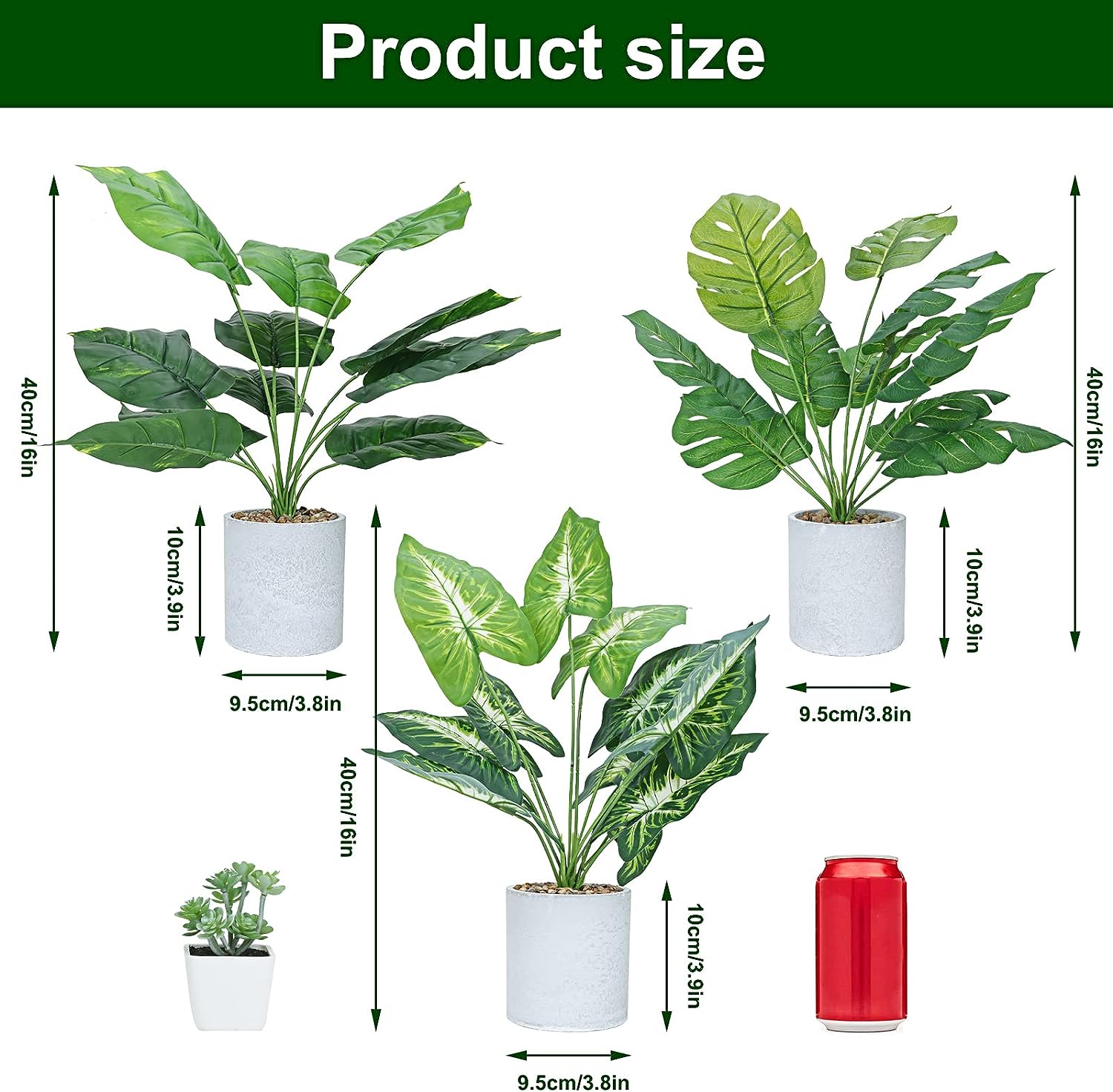 Foto 3 pulgar | Venta Internacional-Plantas Artificiales Jieyou Verdes 3 Piezas