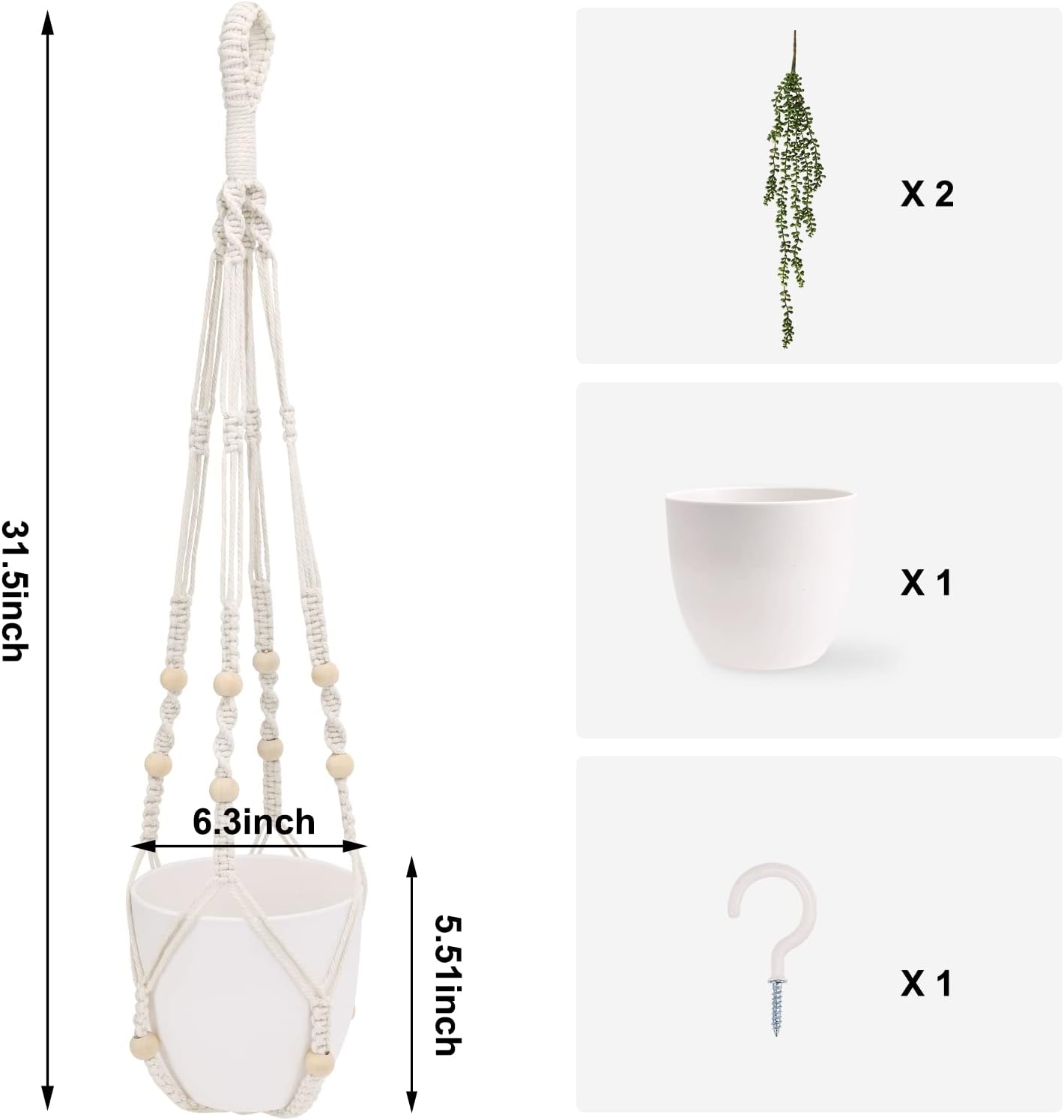 Foto 3 pulgar | Venta Internacional - Plantas Colgantes Artificiales Jieyou con Maceta y Colgador