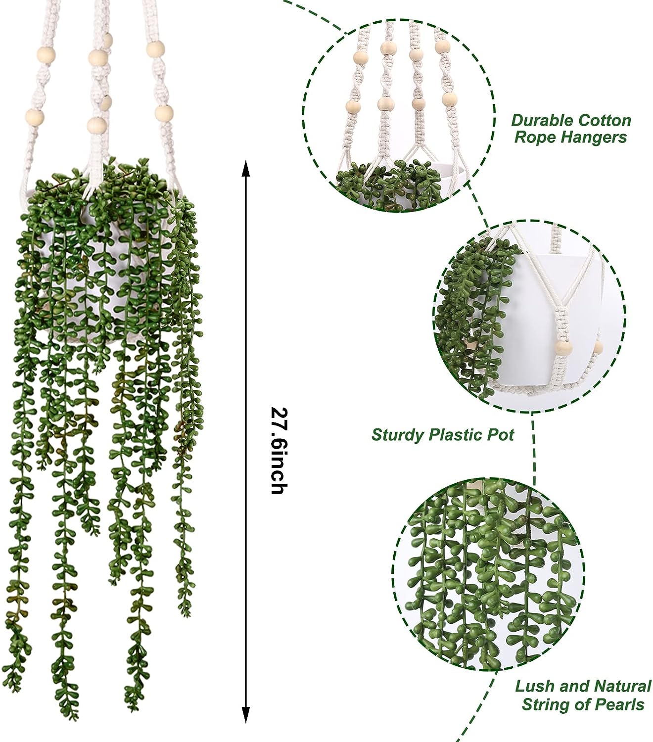 Foto 4 pulgar | Venta Internacional - Plantas Colgantes Artificiales Jieyou con Maceta y Colgador