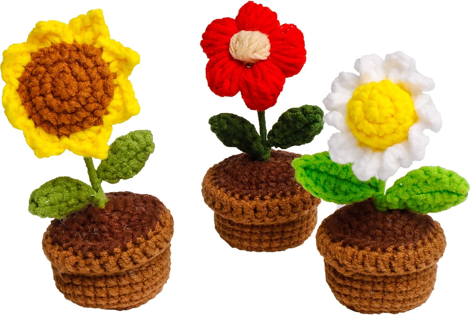 Venta Internacional - Set de 3 Flores Tejidas para Decoración