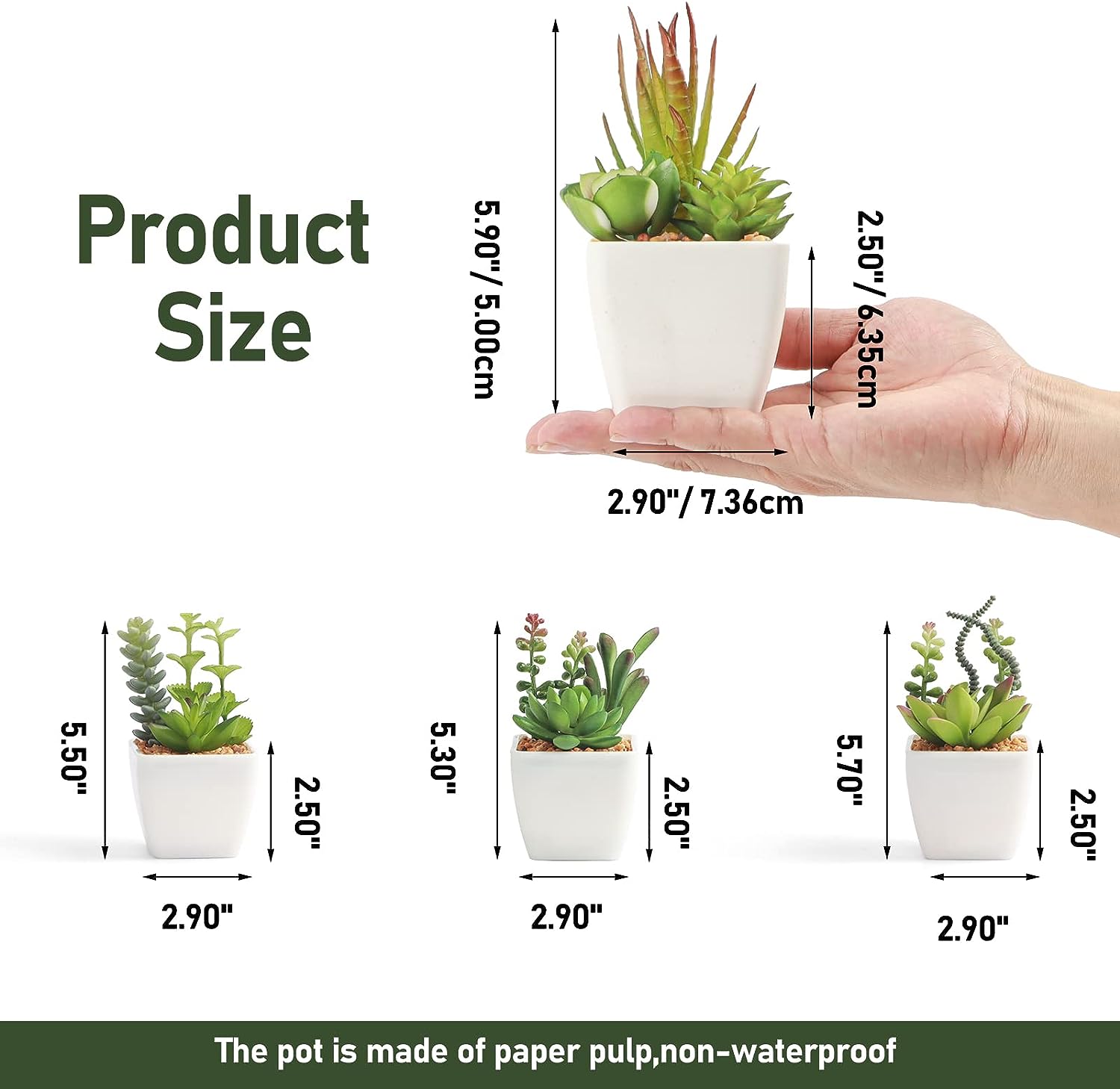 Foto 3 pulgar | Venta Internacional - Set de 4 Plantas Suculentas Artificiales en Macetas Blancas