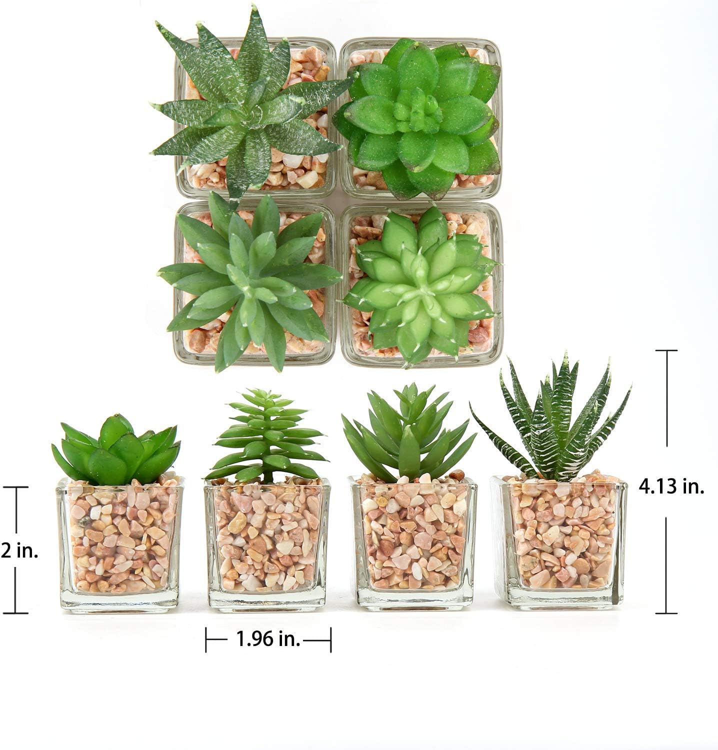 Foto 3 pulgar | Set De 4 Suculentas Artificiales Jieyou Con Macetas De Vidrio - Decoración Realista Y Fácil De Cuidar