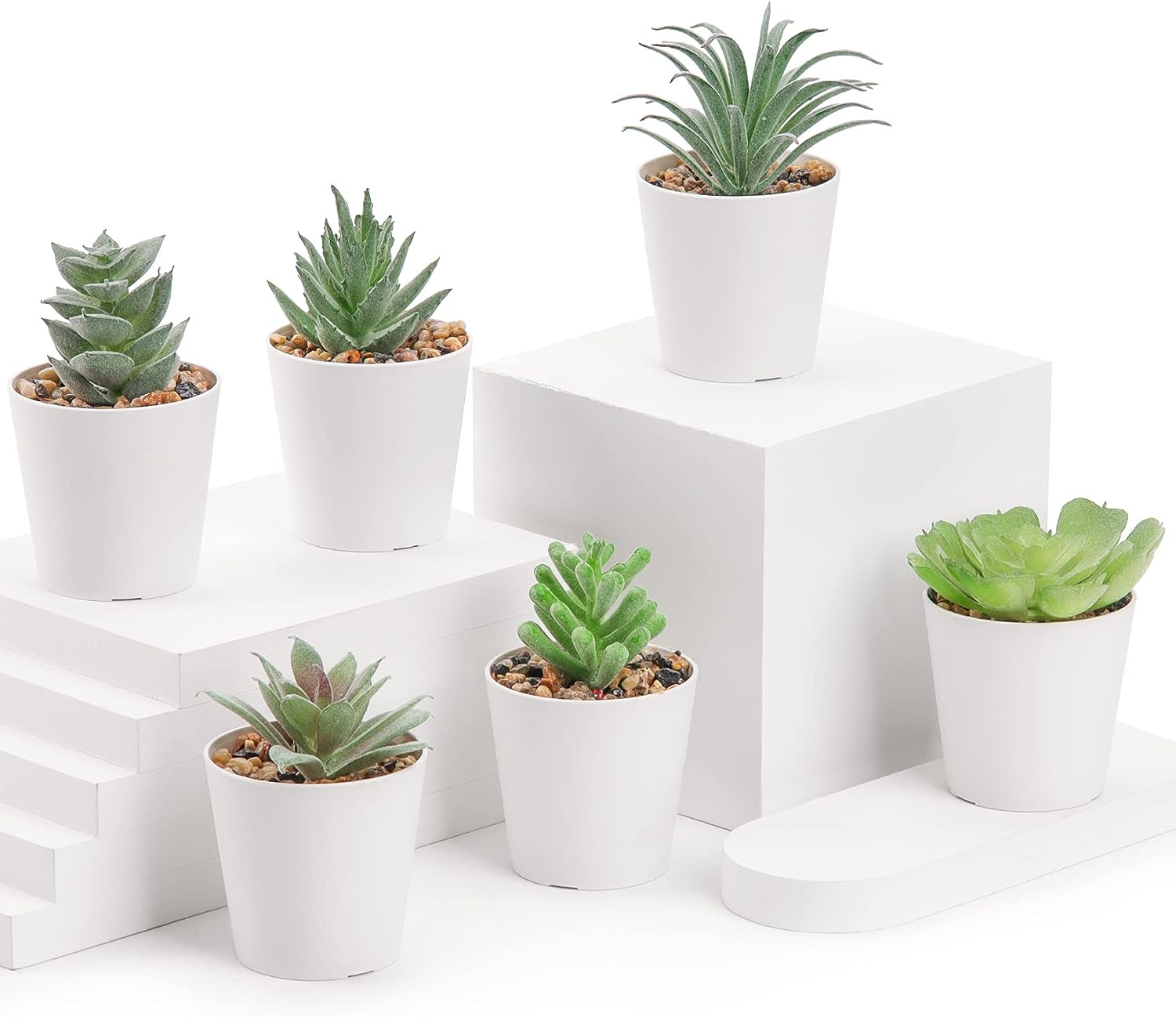 Set de 6 Plantas Suculentas Artificiales en Macetas para Decoración del Hogar - Realistas y Duraderas