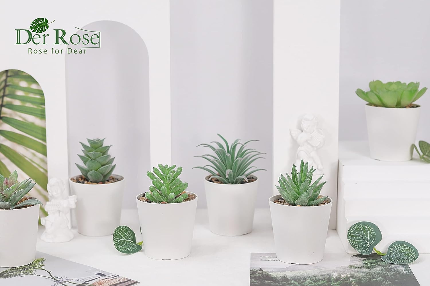 Foto 4 pulgar | Set de 6 Plantas Suculentas Artificiales en Macetas para Decoración del Hogar - Realistas y Duraderas