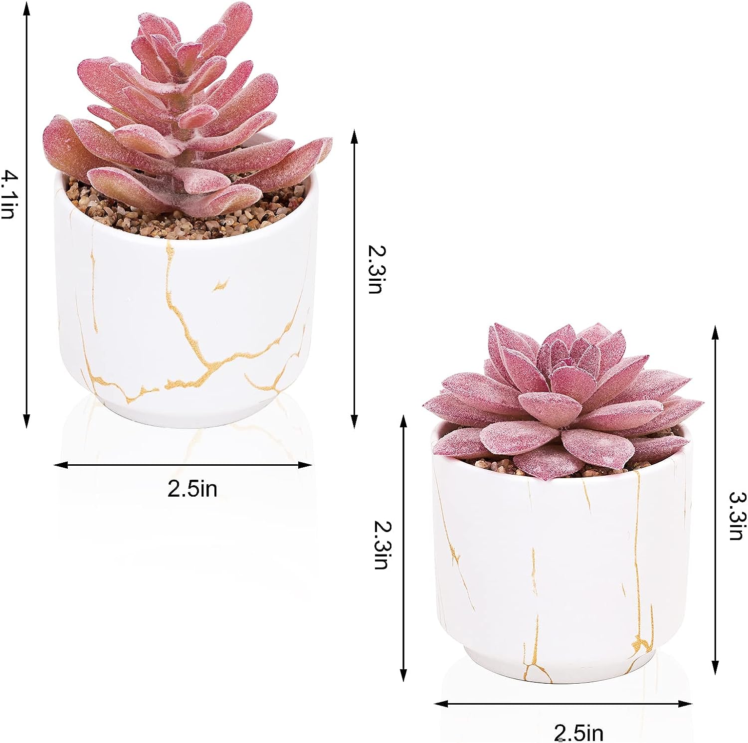 Foto 3 pulgar | Venta Internacional - Plantas Artificiales Suculentas con Macetas de Cerámica Jieyou 2 Unidades