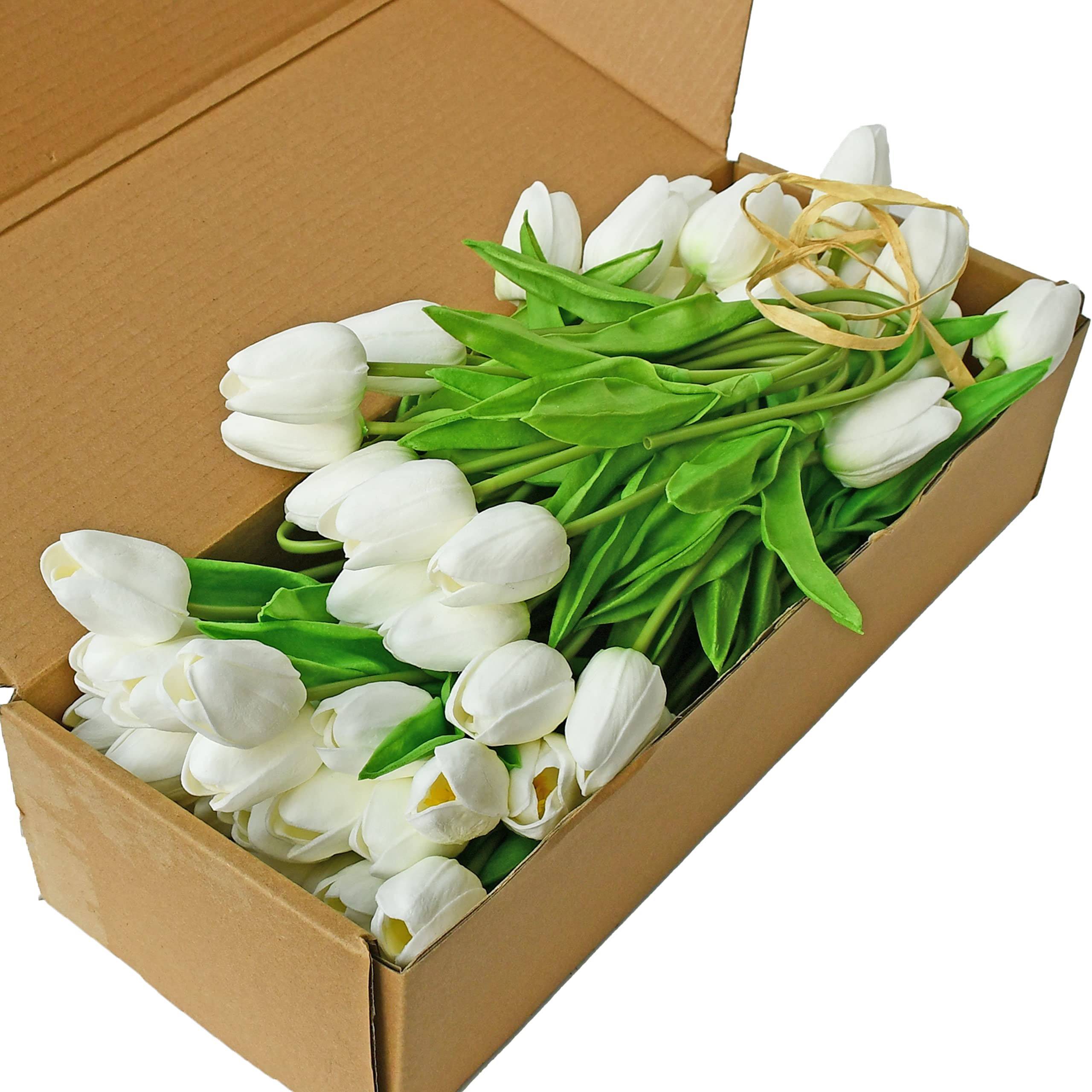 Flores Artificiales De Seda Con Forma De Tulipán, Color Blanco Mandy, 35 Cm, 76 Unidades - Venta Internacional.