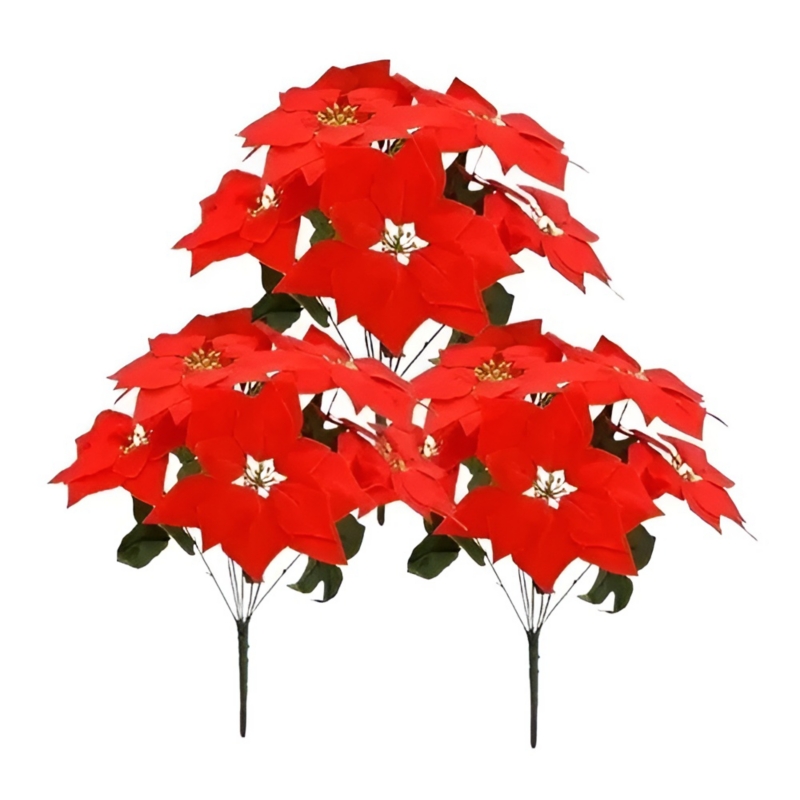 Ramos De Flores Navideñas Artificiales, Decoración X3 - Venta Internacional.