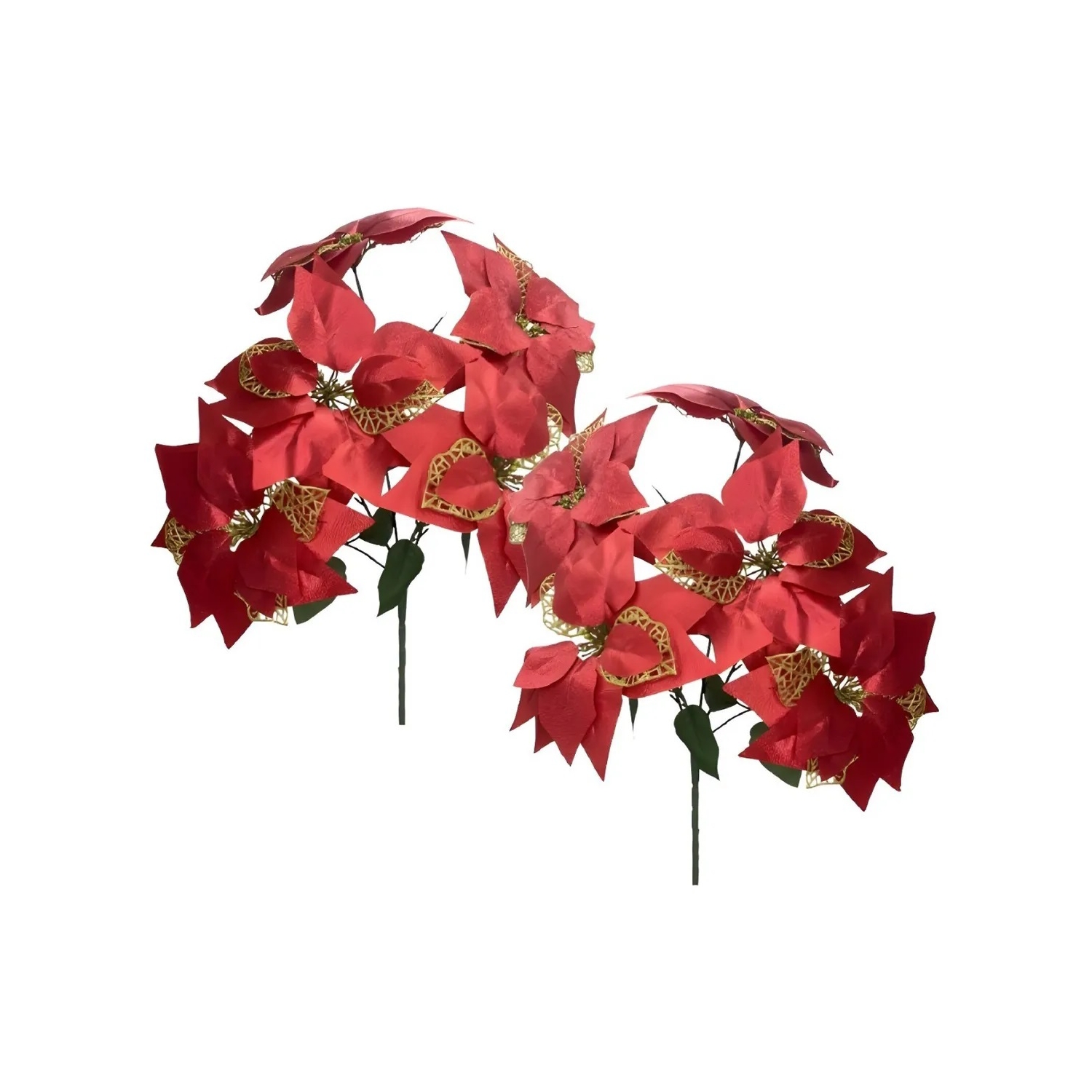 Flores Navideñas Artificiales para Decoración 2 Unidades color Rojo - Venta Internacional