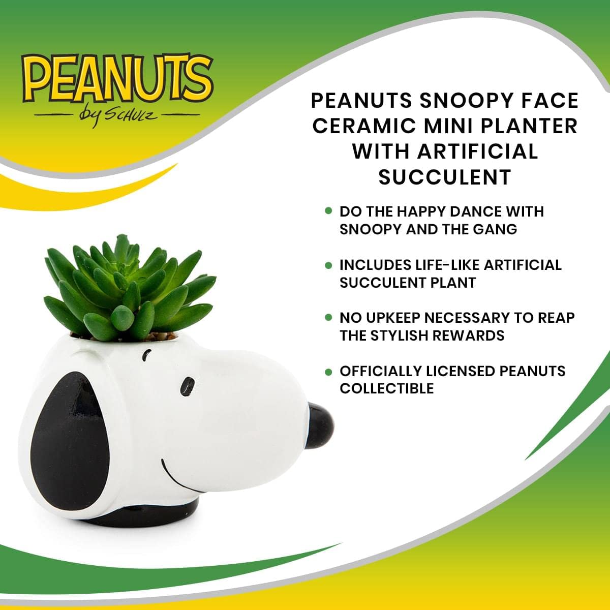 Foto 8 pulgar | Mini Maceta de Cerámica Cara de Snoopy con Plantas Suculentas Artificiales - Venta Internacional