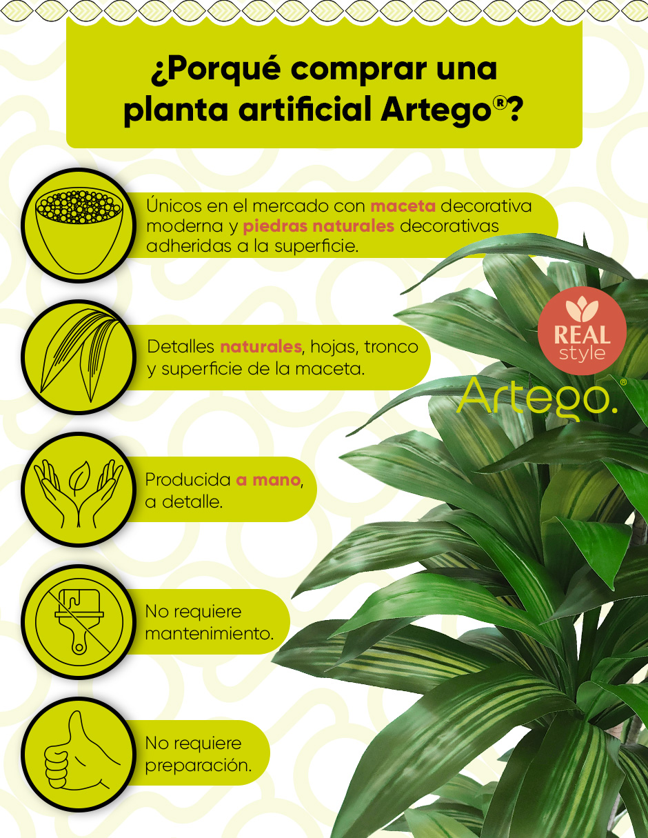 Foto 4 pulgar | Planta Artificial Decorativa Moderna Con Maceta Dracaena Palo De Brasil Grande De 170cm De Alto Artego
